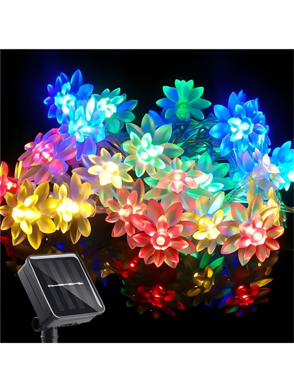 Solar Flower String Lights Outdoor Waterproof 50 LED Upgraded